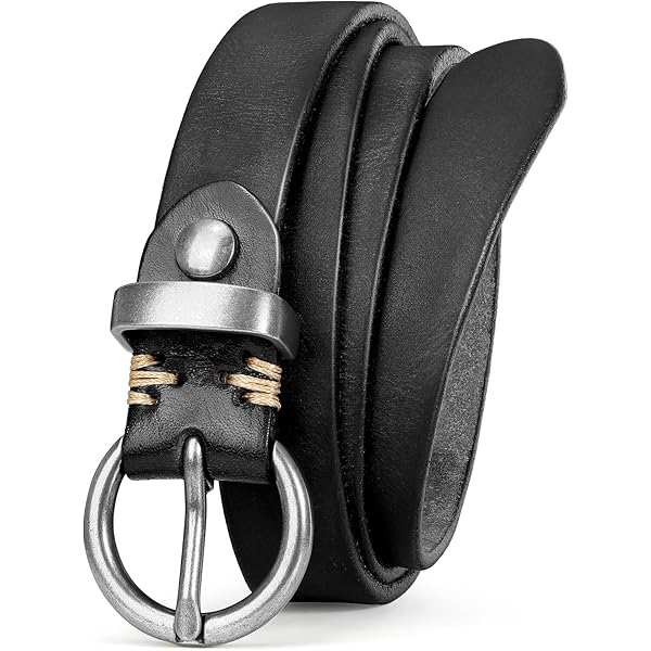 LumiSyne Studded Belt Women Men Black Leather Belt With Silver