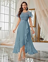 BeryLove Prom Dresses for Women Wedding Guest Ruffe