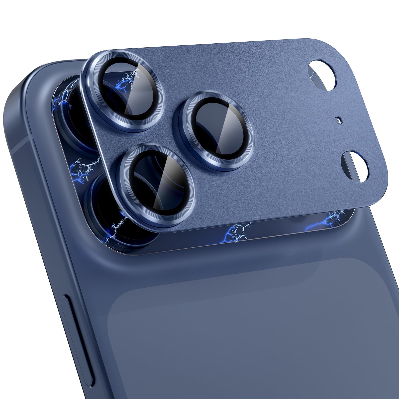 Photo 1 of Choiche Compatible for iPhone 17 Pro Max Camera Lens Protector, Strong Adsorption Camera Cover with 9H Tempered Glass Lens Screen Protector Metal Ring Decoration Accessories 6.9-inch (Blue)