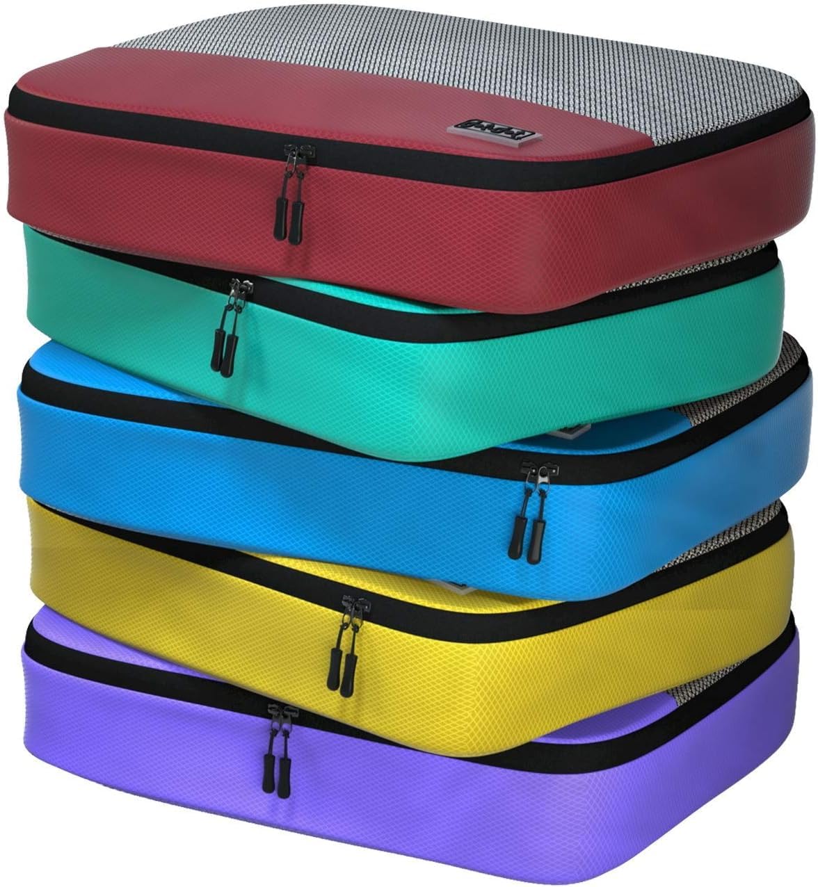Travel Packing Cubes (Large 5pc - Red/Yellow/Green/Blue/Purple)
