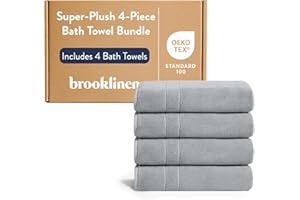 Brooklinen Super-Plush Turkish Cotton Bath Towels - Set of 4 - Cotton, 820 GSM, Highly Absorbent, Machine Washable, Perfect for Home & Bathroom (30" x 58", Smoke Grey)