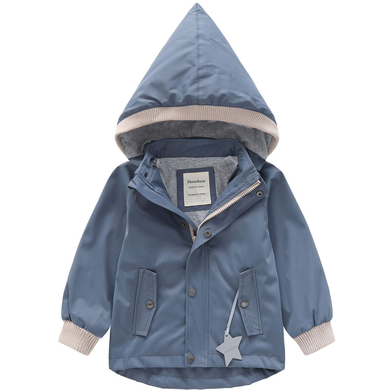 Photo 1 of BINIDUCKLING Kids Rain Jacket Toddler Raincoat Girls Boys Spring Jacket 3T Gray