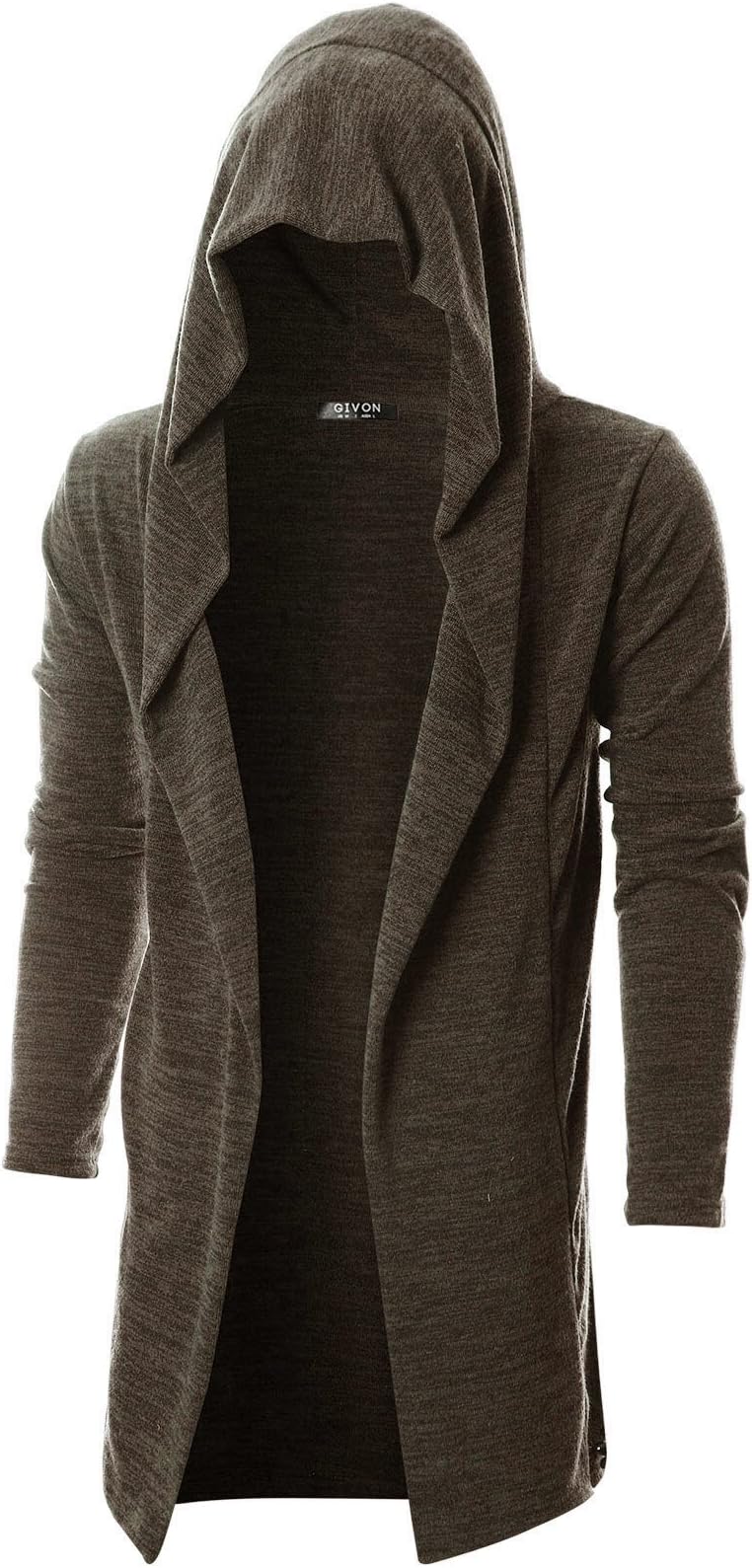 Longline Hooded Cardigan Ruffle Shawl Collar Open Front Long Sleeve Drape Cape Overcoat