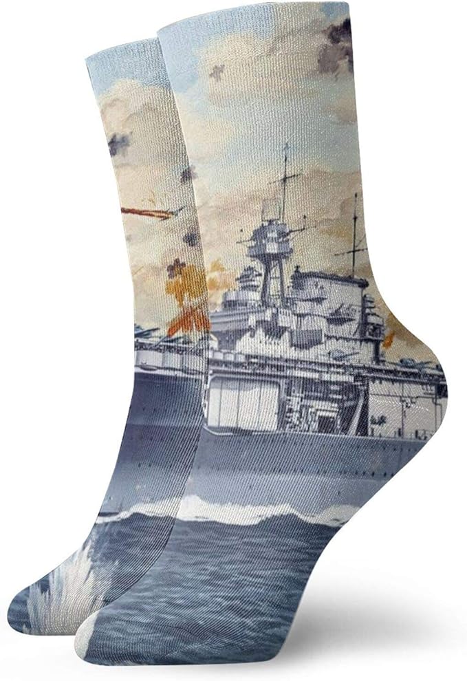 Aircraft Carrier Battle Women's Socks 1 Pair, Men's Breathable Casual