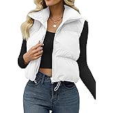JZC Women's Crop Puffer Vest Lightweight Sleeveless Jacket 2025 Fashion Winter Outerwear Padded Gilet