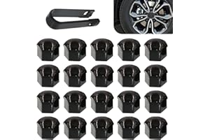 getfay Pack-21 Car Tire Screw Cap, 0.82"/21mm Waterproof Dustproof Bolt Protection Cover with Disassembly Tool, Wheel Lug Nut Covers Decoration Shell, Universal for Most Cars Accessories (Black)