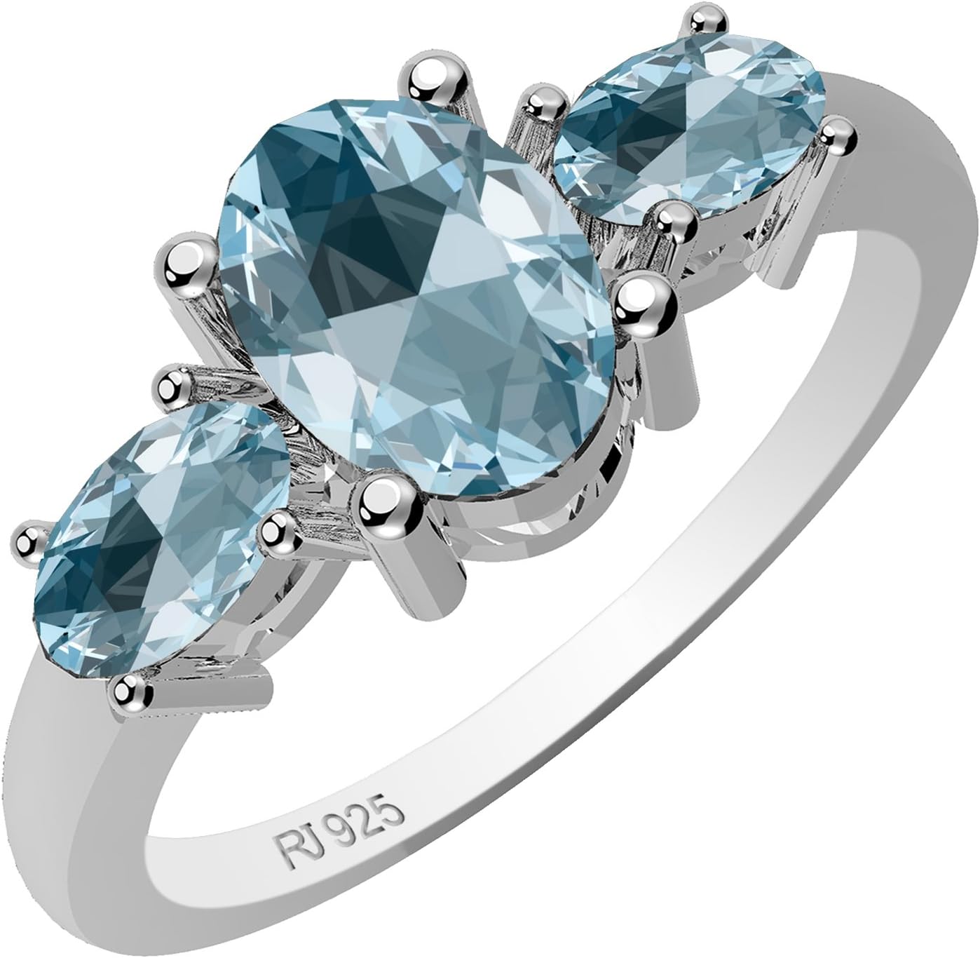 1.60ctw,Genuine Swiss Blue Topaz 5x7mm Oval & Solid .925 Sterling Silver Ring