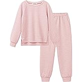Arshiner Girls 2 Piece Tracksuit Set Long Sleeve Grid Pullover Top with Jogger Pants Kids Outfits for 5-14 Years