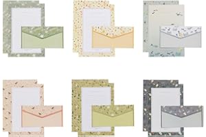 54 Pcs Stationery Paper and Envelopes Set, 36Pcs A5 Floral Animal Lined Writing Paper with 18Pcs Envelopes for Office Home Sc
