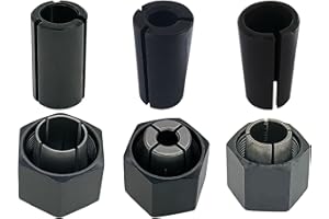 VIGORVIL 1/4",1/2",12mm Router Collet And Nut Set For Dewalt DW6214 DW618 Router with Reducer Sleeves 1/2"-3/8", 12.7mm-6mm, 12.7mm-8mm (6 Pck)