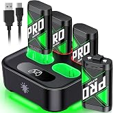 Upgraded Fast Charging Rechargeable Battery Packs with Light Control, 4x4080mWh Xbox Controller Batteries with Charger Dock for Xbox Series X|S, One S/X/Elite Controllers,Cases and Storage Sets