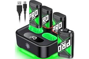 Upgraded Fast Charging Rechargeable Battery Packs with Light Control, 4x4080mWh Xbox Controller Batteries with Charger Dock f