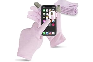 HandLove 12 Pairs Premium 100% Cotton Gloves | Dry Hands & Eczema |Overnight Lotion & Spa Treatment for Women & Men | Reusable|Touchscreen| Touch Purple