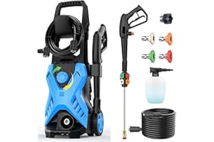 IMDOT Electric Pressure Washer, 5000 PSI 2.8 GPM Power Washer with 33FT Extension Hose, Pressure Adjustable (2500PSI-5000PSI), 4 Quick Connect Nozzles and Foam Cannon for Car/Fence/Driveway/Patio(Blue)