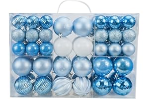 AOGU 86 Pcs Christmas Balls Sky Blue Christmas Tree Ball Ornaments Set Shatterproof Decorations for Trees Home Party Holiday Garlands Wreaths Decor Hanging Ball Ornaments Hooks Included