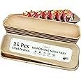 Dtocs Palm Leaf Sushi Tray (25) | 13 x 4 Inch Bamboo Plate Like Disposable Sushi Serving Tray Set, Chicken Wings Serving Tray for Luau, Wedding Parties | Compostable Alternate to Rectangle Paper Plate