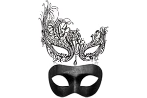 MYMENU Couple Masquerade Mask for Women Men Laser Cut Metal Mask Venetian Mask for Party Ball