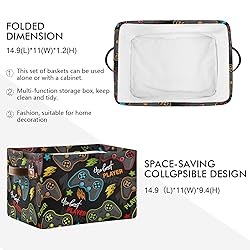 WELLDAY 2PCS Storage Basket Gamepad Large Foldable
