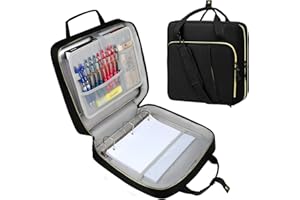 Sambois 3 D-Ring Zipper Binder 2 inch with Shoulder Strap, Waterproof Oxford Binder with Zipper Storage 500 Sheets Capacity, Multi-Pockets Organizer Bag for 13 in Laptop School& Office Supplies Black