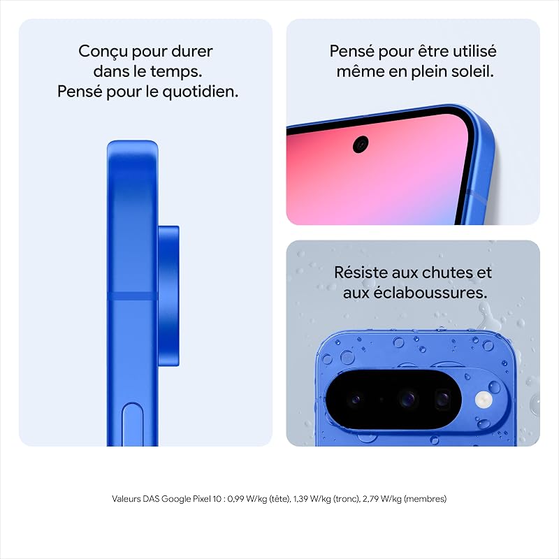 Pixel 10 – Smartphone Android débloqué avec Gemini, Triple Appareil Photo arrière avancé, Plus de 24 Heures d'autonomie et écran Super Actua 6,3″ – Noir Volcanique, 128GB