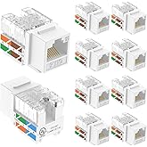 VCE Cat6 90 Degree Slim RJ45 Keystone Jack Insert [UL Listed] 10-Pack, Ethernet UTP Cat 5e Cat 6 Keystone Connector