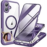 Miracase Magnetic for iPhone 16 Plus Case Full-Body Phone with Built-in Glass Screen Protector, [Compatible with MagSafe] Military Drop Proof 16 Plus Cover 6.7 inch, Purple