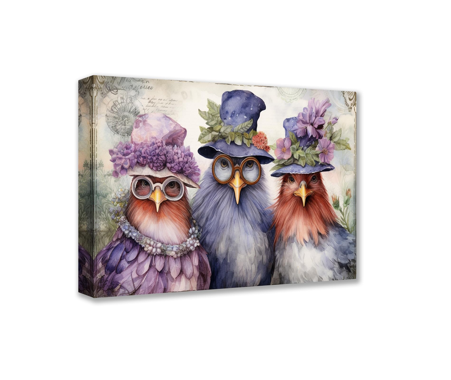 Elegant Chicken Wall Pictures for Bedroom Funny Animal Paintings 1P Canvas Colorful Gentleman Rooster Artwork Home Decor for Living Room Framed Ready to Hang Posters and Prints Farmhouse Art 16x24inch
