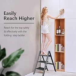 SOLADDER Step Ladder 3 Step Folding, Small Step