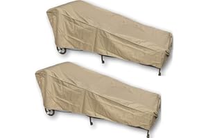 Formosa Covers® Outdoor Patio Chaise Lounge Chair Covers up to 84" Long - Premium Tight Weave Protect from Sun UV Water Damage Adjustable Peel and Stick Fasteners in Taupe - Value Pack of 2