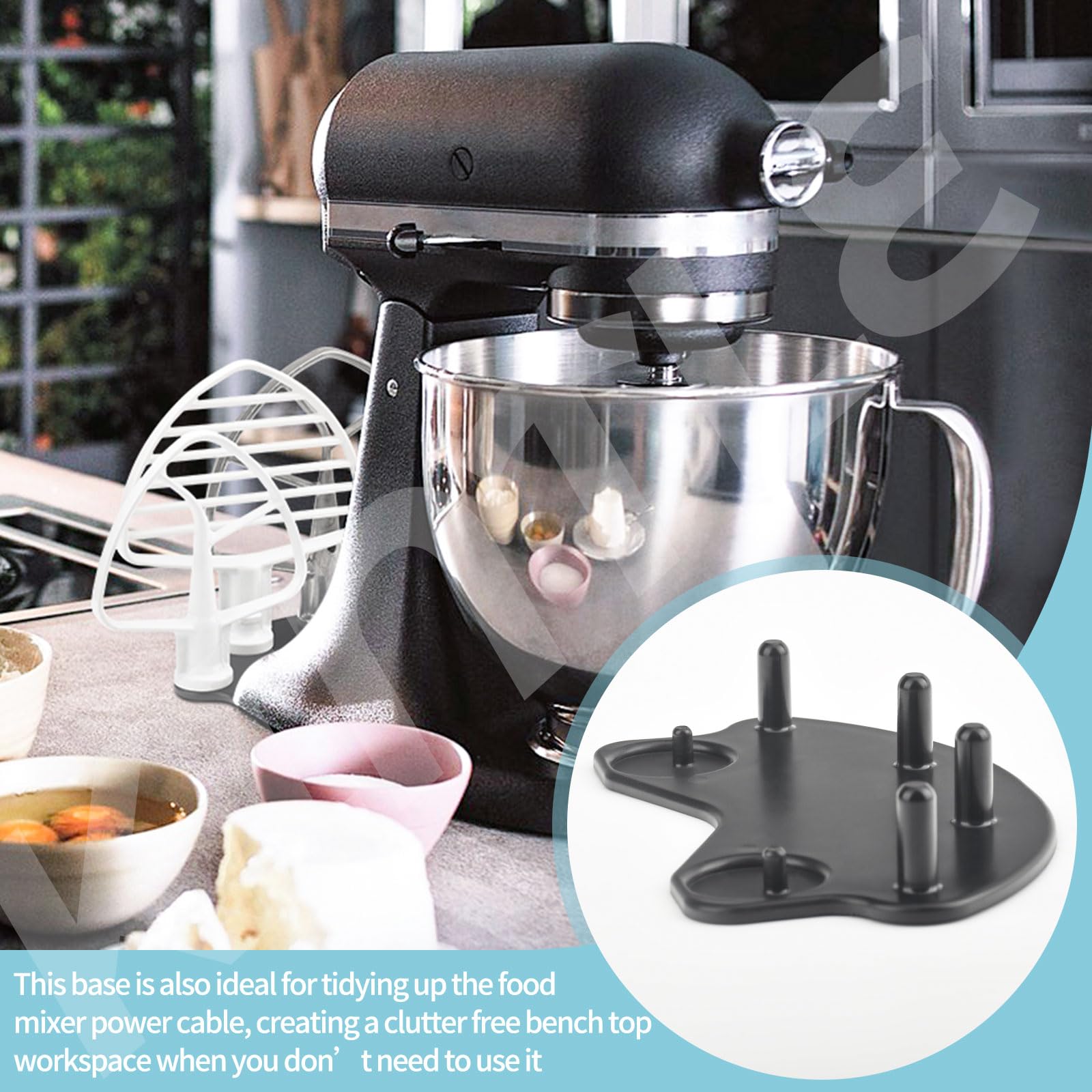 Stand Mixer Attachment Holders/Base Accessories Cradle - Compatible With Kitchenaid Mixer Organizer for 4.5QT/5QT/6QT, Equipped With Rubber Feet (Durable Plastic)