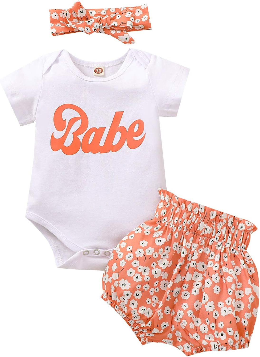 3PCS Newborn Baby Girl Summer Shorts Set Bodysuit Romper