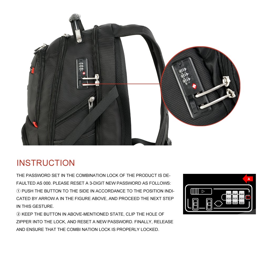 CrossGear TSA Laptop Backpack with USB Charging Port and Combination