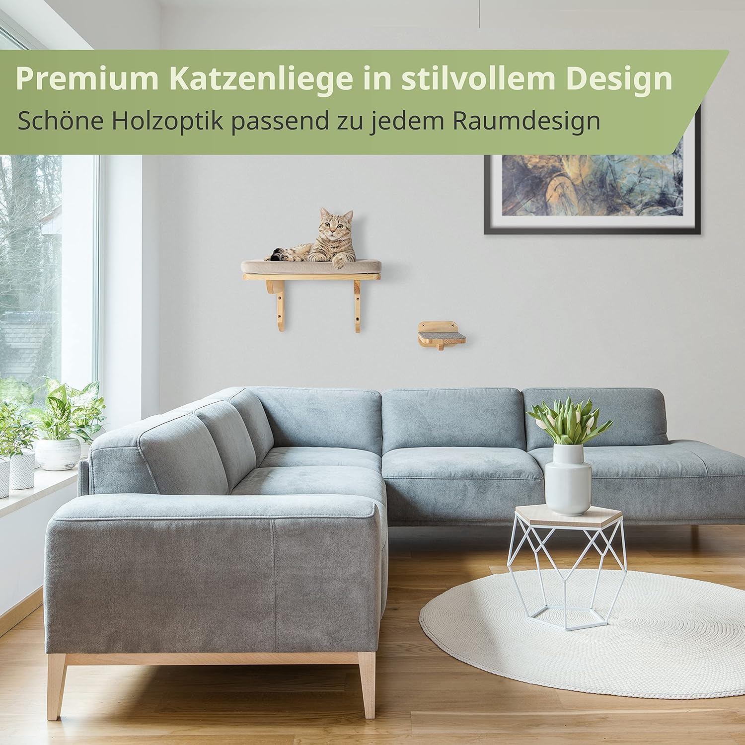 WOOWOOD® Kletterwand Katzen inkl. 2X Katzentreppe Wand [extrem Stabil] Katzen Wandelemente, Kratzbaum Wand, Katzenhängematte, Katzen Wand, Katzenwand, Wandkratzbaum, Katzenmöbel, Kletterwand Katzen 5