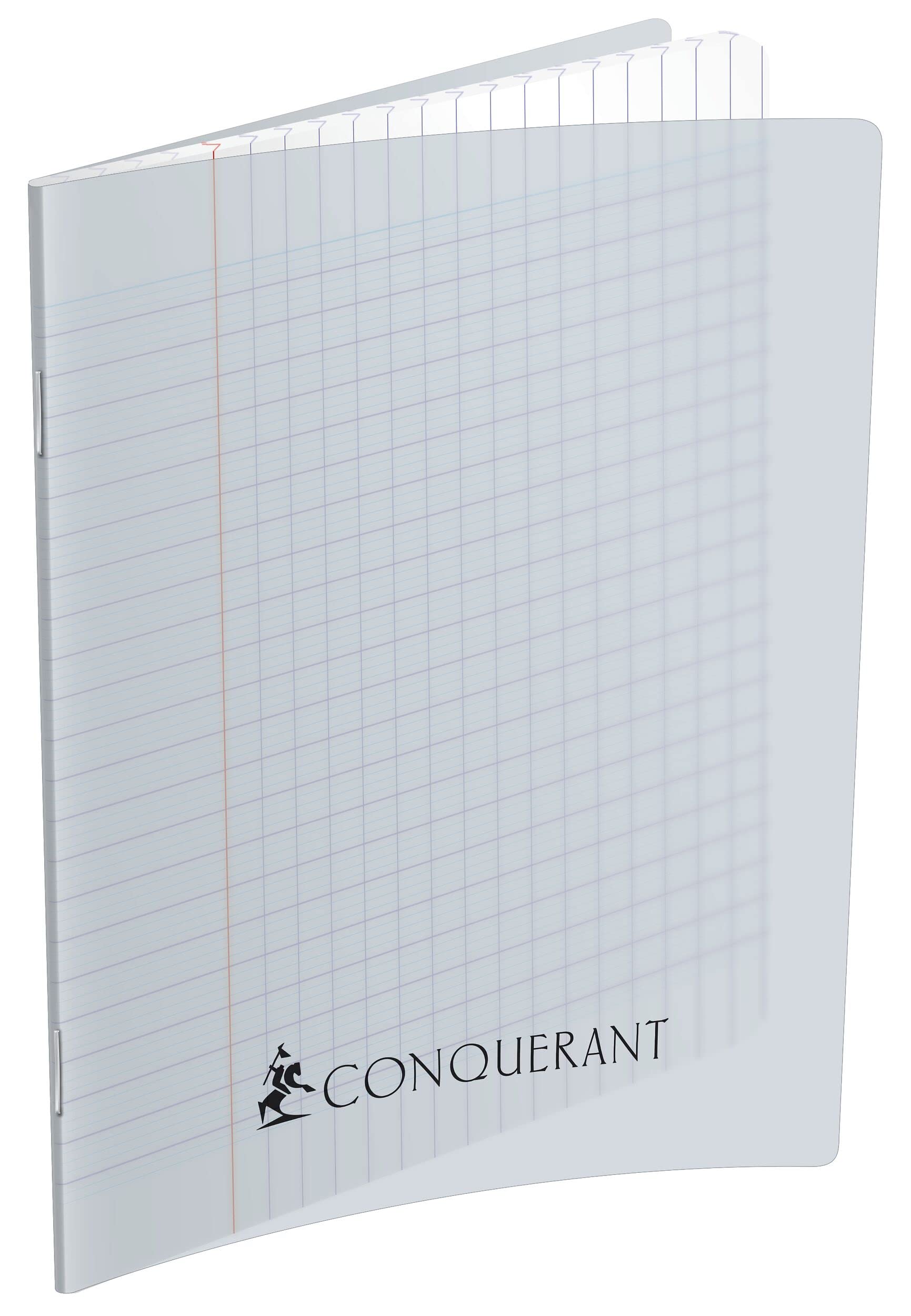 Conquérant Classic Notebook 17 x 22 cm Large Squares Seyès 192 Stapled Pages Polypropylene Cover Colourless