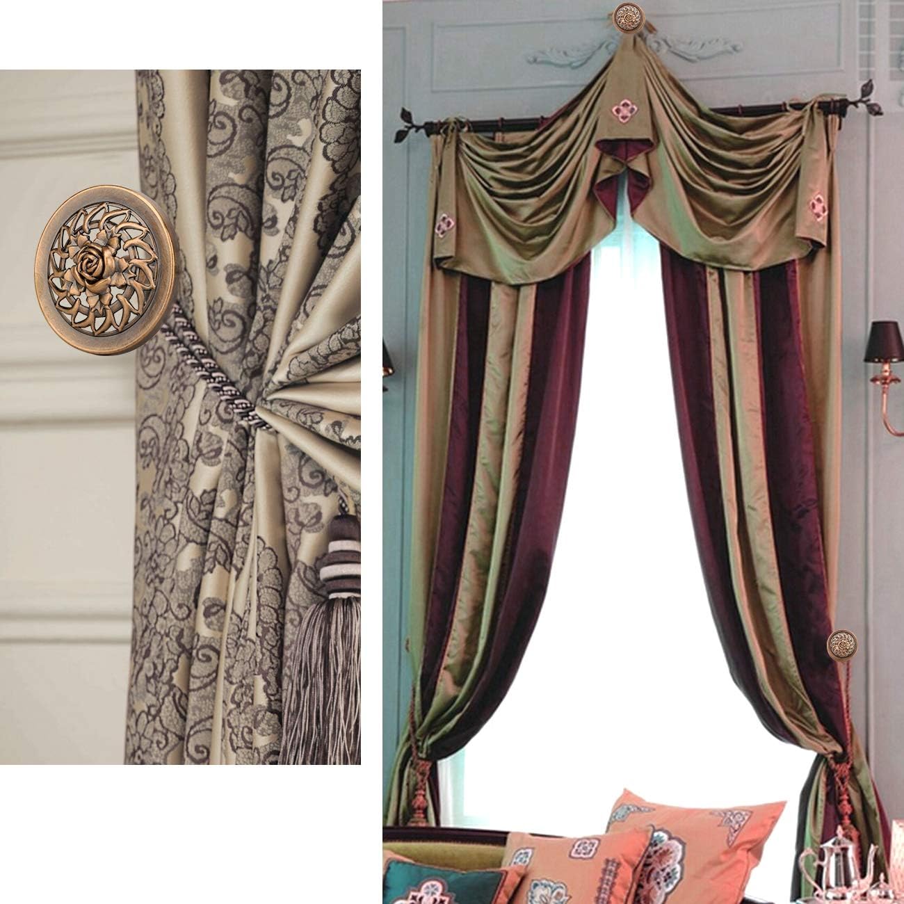 Fermatende A Calamita 2 Set - Magneti Forti Per Tende Da Letto, Ufficio, Casa (30 Cm, Beige) - Foto 6