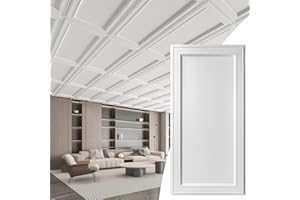 WOWSTAR 12-Pack 2x4ft Drop Ceiling Tiles, Waterproof Glue up Ceiling Panels, Modern Style 3D Wall Panels, White