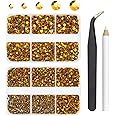 qiipii 3060PCS Bright Gold Resin Flatback Rhinestones for Tumblers Crafts Clear Golden Flatback Jelly Rhinestone 2mm 3mm 4mm 5mm 6mm Non-Hotfix Golden Gems Stones for Tumblers Mugs Bottles DIY Crafts