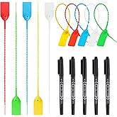 Glarks 105Pcs Red Yellow Blue Green White Security Zip Ties Self-Locking Ties Plastic Tamper Seal Tags Pull Tite for Fire Extinguisher