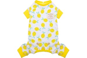 KYEESE Dog Pajamas Stretchable Lemon Dog Pjs Lightweight 4 Legs Dog Onesie Soft Mesh Material Great for Summer