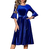 HomRain Women's Church Dresses Modest Bell Sleeve Wedding Guest Cocktail Tea Party Vintage Evening Dress