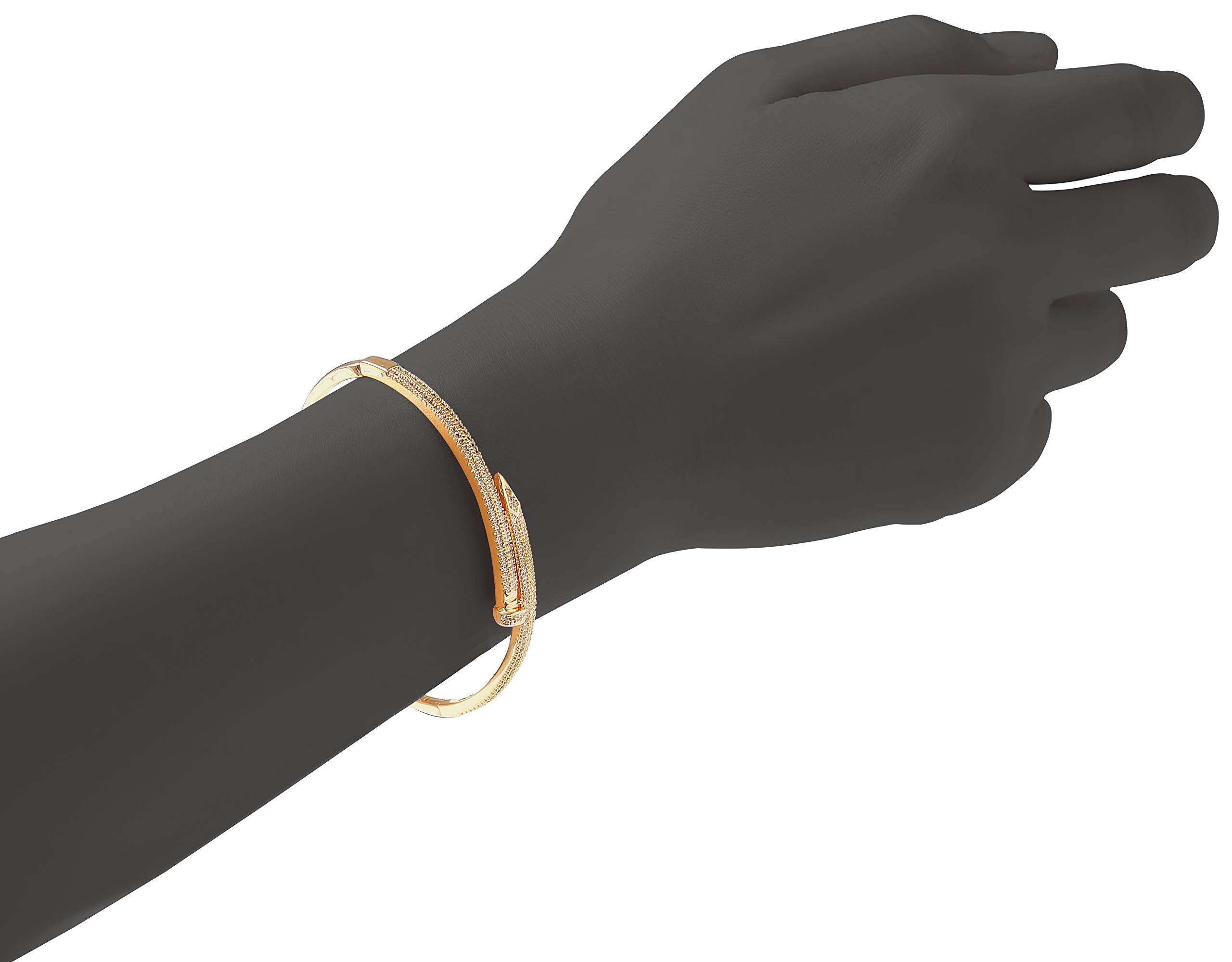 Majesty Nail Bracelet Valentines Bracelets for Women Teen Girls Synthetic Diamond Bracelets for Women Yellow Gold Plated Cubic Zirconia Screw Bracelet