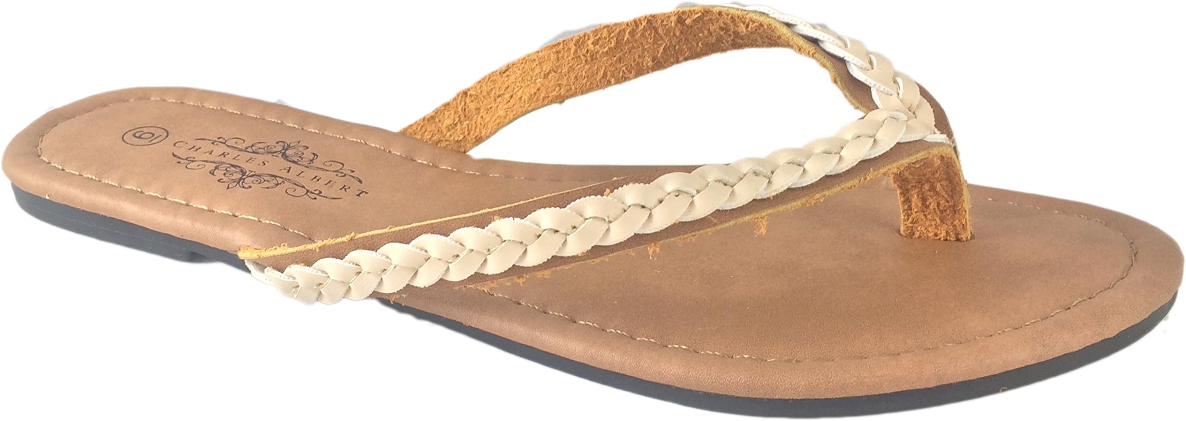 Charles Albert Women's Woven Braid Flip Flop Thong Sandal