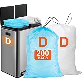 200 Count for Code D Blue 100 &amp; White 100 Heavy Duty Trash Bags 5.5 Gallon Garbage Can Liners Reinforced Drawstring Trash Bags Blue &amp; White 200 TOTAL GRAND SAVE!