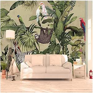 Finloveg Retro Selva Tropical Animal Hoja De Palma Sala De Estar Tv