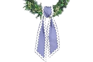 Ftuuo Wreath Sash for Front Door Light Blue Cotton Wreaths Satin Sash Burlap Garland Ribbon Accessories for Wreath Yard Doorway Indoor Outdoor Bow Bridal Shower Home Decor,5.11 x 55.1in