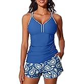 Summer Mae Modest Tankini Swimsuits for Women 2026 Two Piece Bathing Suits with Sporty Pockets Boy Shorts for Tummy Control