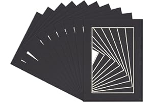 POSTER PALOOZA 6x8 Mat for 8x10 Frame - Precut Mat Board Acid-Free Show Kit with Backing Board, and Clear Bags Black 6x8 Photo Matte Made to Fit a 8x10 Picture Frame Matboard for Framing, Pack of 25 Mats
