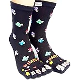 Women's Cotton Toe Socks,five Finger Socks,Funny and Funky cartoon theme sport Toe Socks
