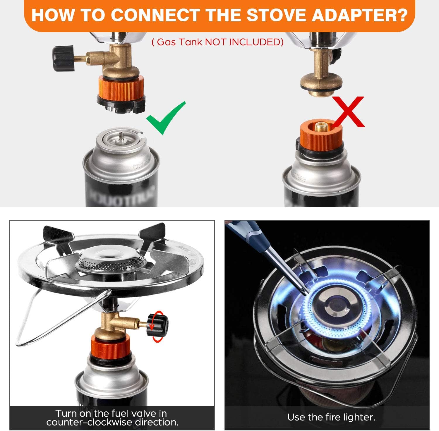 Portable Bottle Top Gas Stove with Adjustable Burner Perfect for Backpacking Odoland Propane