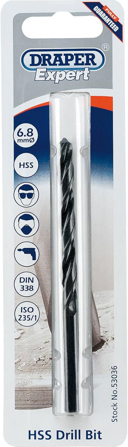 Draper 53036 Expert HSS Twist Drill Bit for 8 x 1.25 Taps, 6.8mm diameter ,Blue